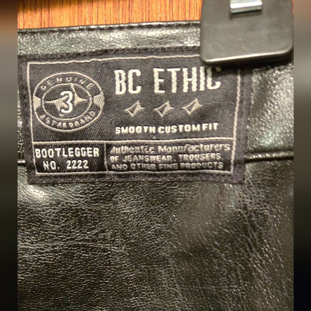BC Ethic Black Straight Pleather Lined Jeans W/Timeless Style Sz32" - Picture 8 of 11